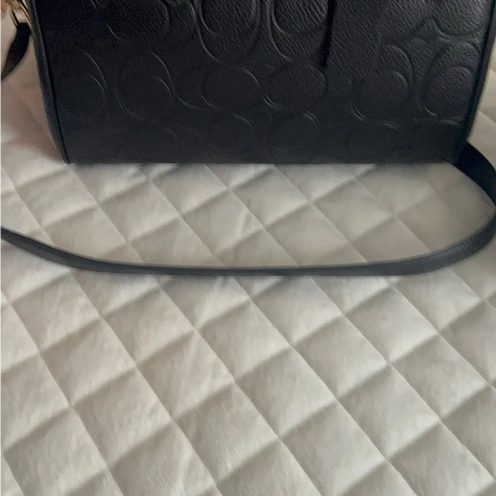 Coach Black Embossed Leather Satchel with Gold Hardware - Picture 4 of 5